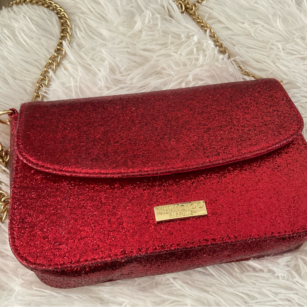 Jimmy Choo Red Crossbody Bag with Gold Chain